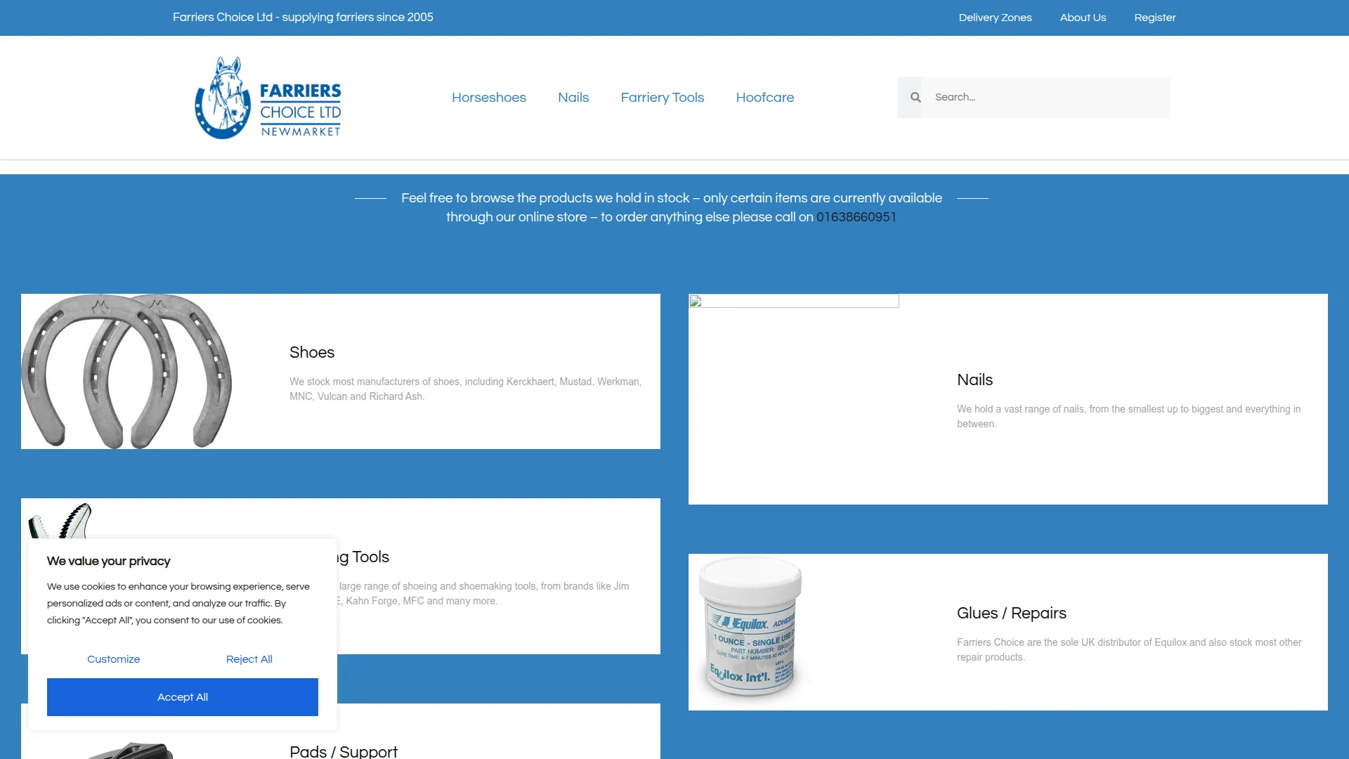 Farriers Choice website screenshot