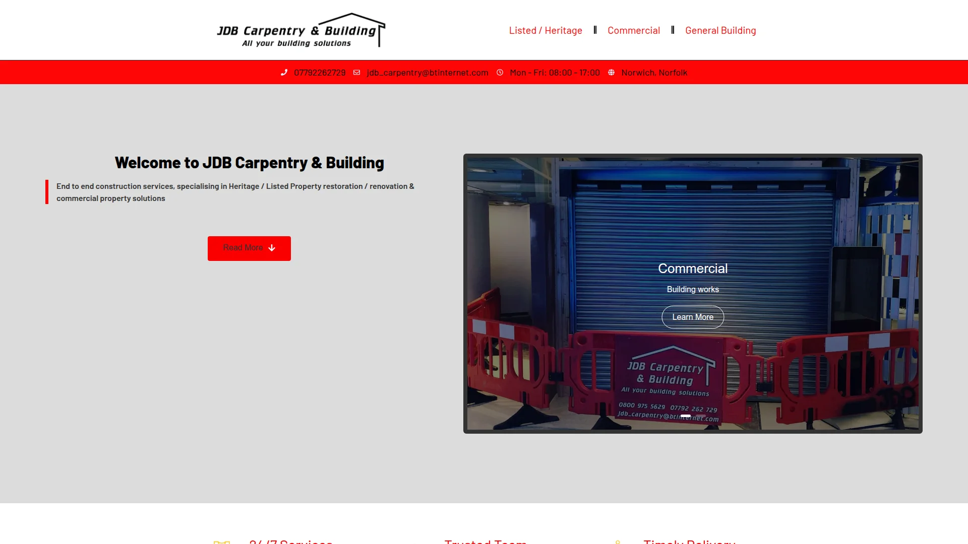 JDB Carpentry & Building website screenshot