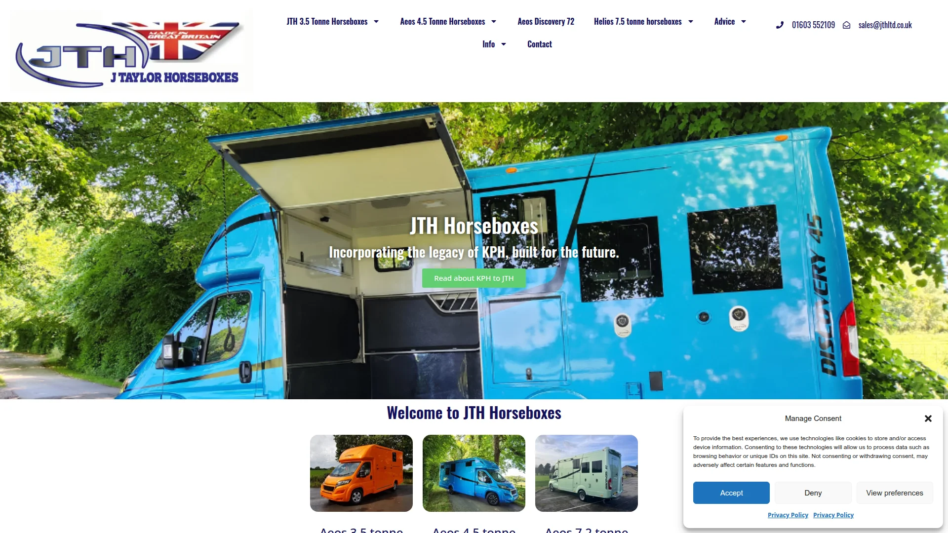 J Taylor Horseboxes website screenshot