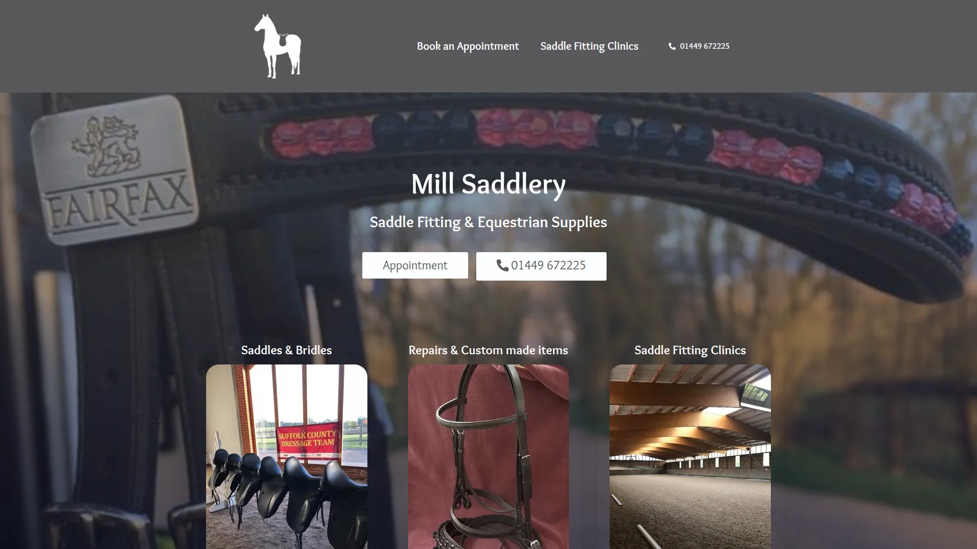 Mill Saddlery website screenshot