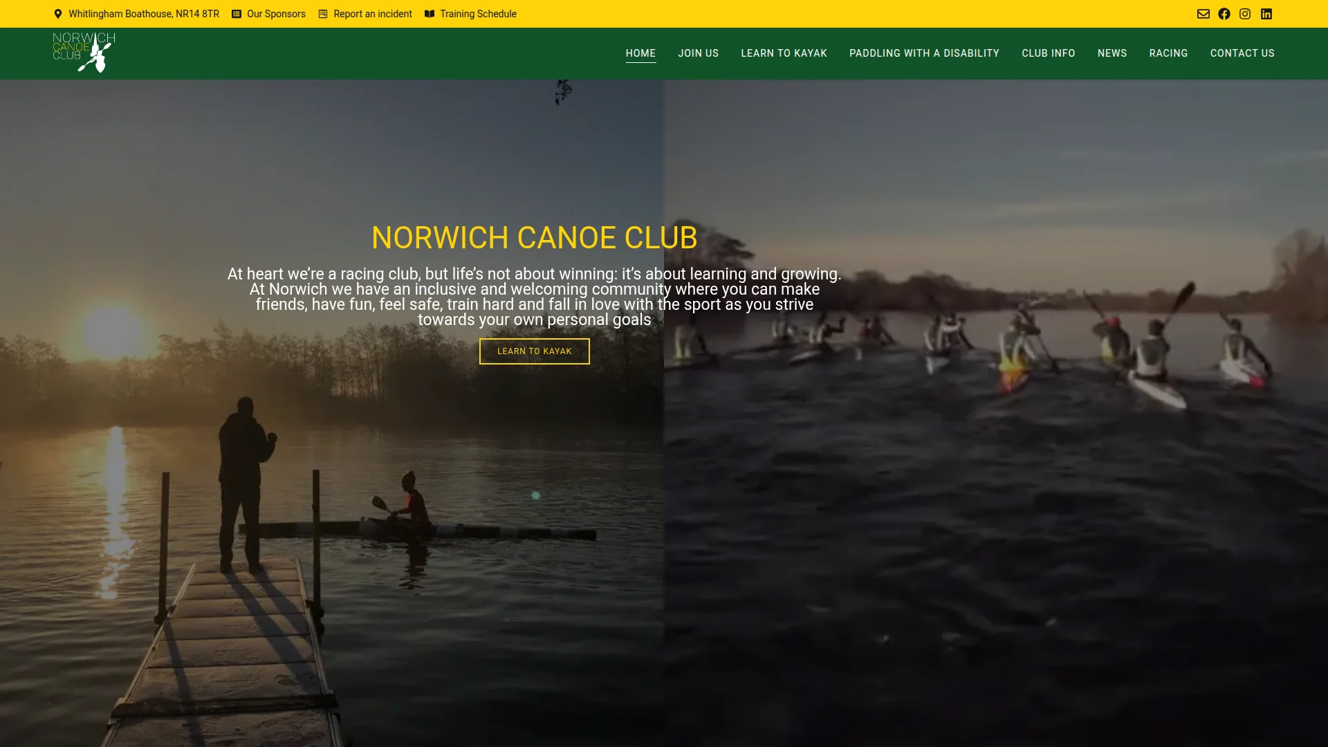 Norwich Canoe Club website screenshot