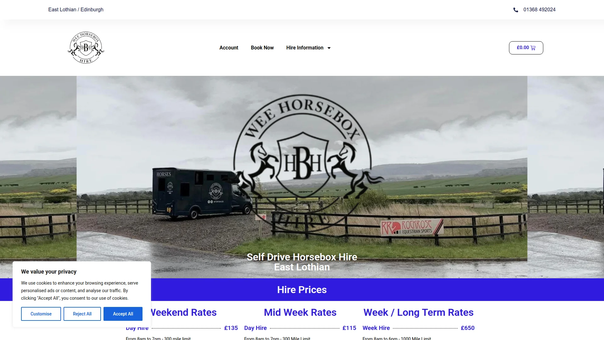 Wee Horsebox Hire website screenshot
